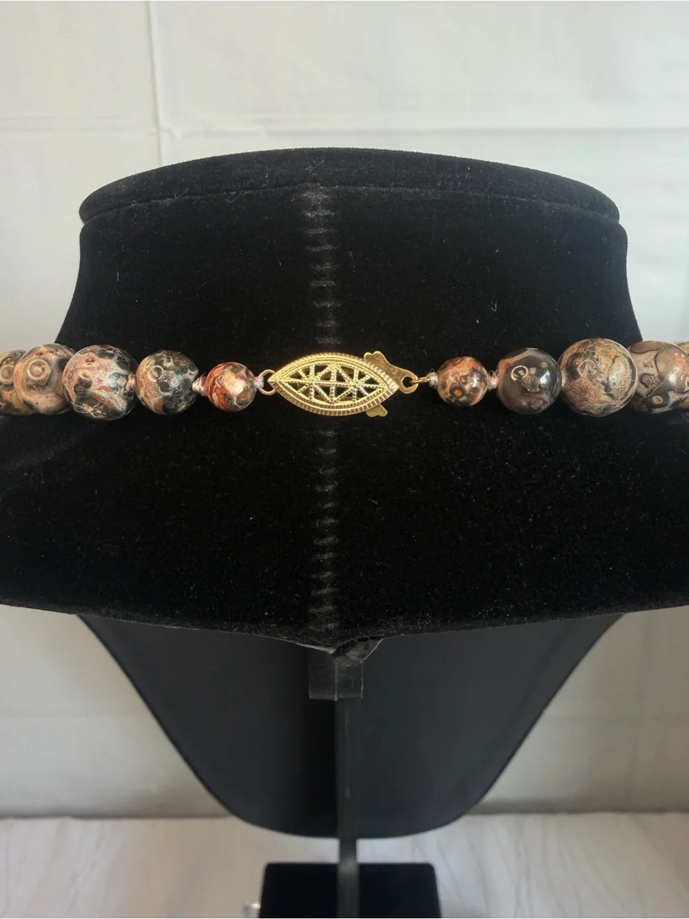 Leopard Skin Jasper with Hematite and Gold Plated Accents
